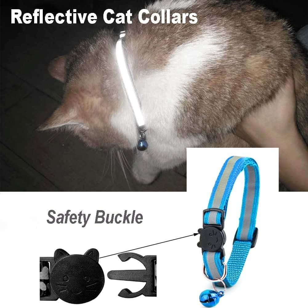 GingerUPer Cat Collars Quick Release,Reflective Cat Collars with Bells and Safety Release,Adjustable 8-12 to Fit All Domestic Cats(12 Pack)