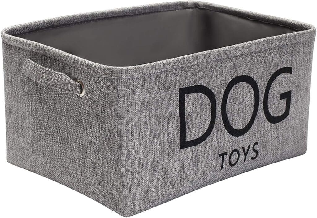 Pethiy Canvas Dog Toy boxes Basket pet toy box Basket for Pet Toy Storage- 40cms (16in) x 30cms (12in) x 20cms (8in)-Gray