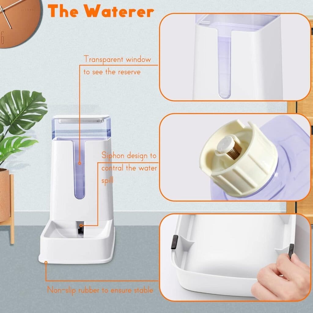 Automatic Pet Feeder SmallMedium Pets Automatic Food Feeder and Waterer Set 3.8L, Travel Supply Feeder and Water Dispenser for Dogs Cats Pets Animals