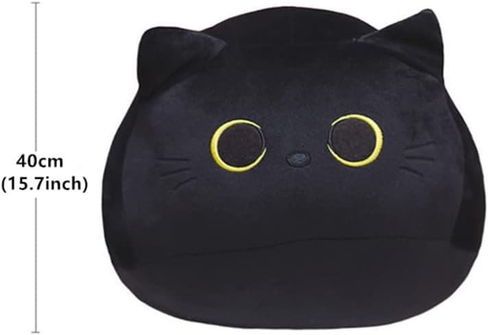 eamve Cat Plush,40CM Black Cat Stuffed Animal Toy, Soft Cat Plushies Pillow,Cute Cat Shape Design Plush Pillow Plush Toys for Kids Birthday Christmas Home Decoration Doll Gift